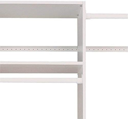 Easy Track OK1460 Deluxe Starter Closet Storage Wall Mounted Wardrobe Organizer System Kit with Shelves and Rods in White for Bedroom with Hardware