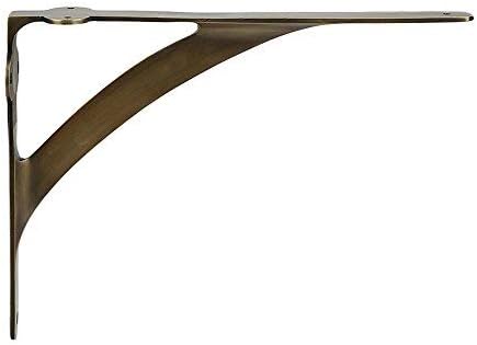 Set of 2 Brass Shelf Brackets for 8", 10", 12" Shelves - Gold Finish - Heavy Duty Brass L Brackets for Wall Shelves Hardware Included 7 3/8" X 9 7/8",