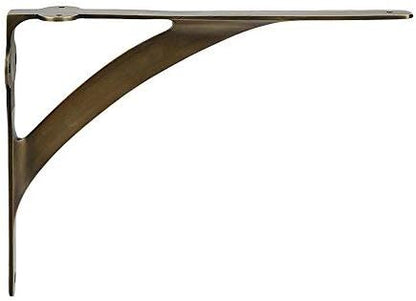 Set of 2 Brass Shelf Brackets for 8", 10", 12" Shelves - Gold Finish - Heavy Duty Brass L Brackets for Wall Shelves Hardware Included 7 3/8" X 9 7/8",
