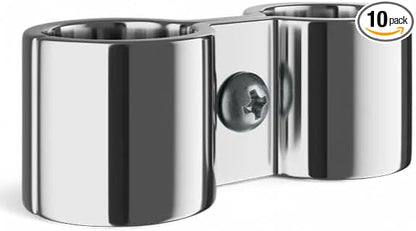 10 Pack! Chrome Post Clamp – Durable, Secure Connection for Wire Shelving Units, Easy to Install, Space-Saving Solution, Heavy-Duty Support Pack