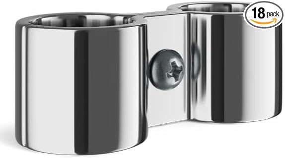 18 Pack! Chrome Post Clamp – Durable, Secure Connection for Wire Shelving Units, Easy to Install, Space-Saving Solution, Heavy-Duty Support Pack