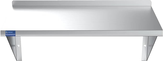 Stainless Steel Wall Shelf | Square Edge | Metal Shelving | Heavy Duty | Commercial Grade | Wall Mount | NSF Certified (12” Width x 36” Length)