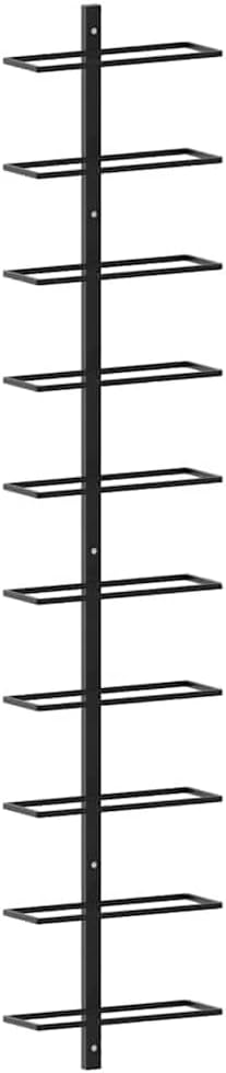 vidaXL Wall-Mounted Wine Rack 2 pcs - Sleek, Black, Powder-Coated Metal Wine Holder - Holds 20 Bottles - Includes Mounting Materials - Stylish Functional Decor