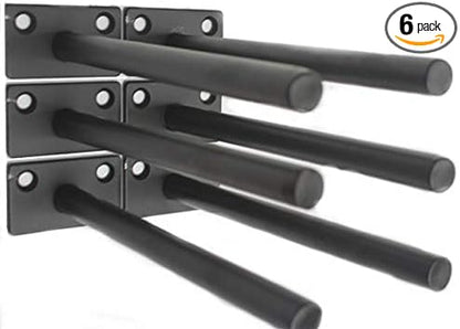 6 Pcs 4" Black Solid Steel Floating Shelf Bracket Blind Shelf Supports - Hidden Brackets for Floating Wood Shelves - Concealed Blind Shelf Support – Screws and Wall Plugs Included