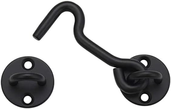 4” Privacy Hook and Eye Gate Door Latch Easy Lock for Sliding Barn Doors, Black