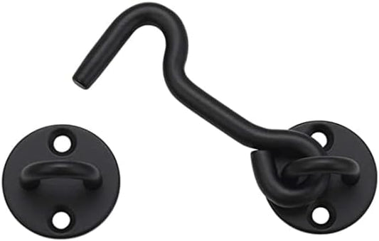 4” Privacy Hook and Eye Gate Door Latch Easy Lock for Sliding Barn Doors, Black