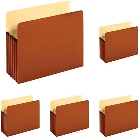Pendaflex Expanding File Pockets,Letter Size,File Organizer for School,Home or Office,5.25" Expansion,Reinforced with Dupont™ Tyvek® Material,Letter Size,Redrope,10 Per Box (1534G-OX),(Pack of 5)