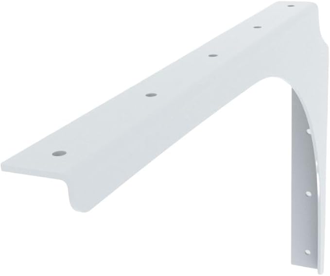 Iron Supports Universal Heavy-Duty Commercial Bracket - Industrial Support Brackets - Steel Mounting Bracket for Shelves, Vanities, Buffets, Desks (White - 18" Deep x 12" High, Right Hand)
