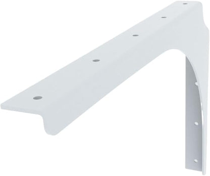 Iron Supports Universal Heavy-Duty Commercial Bracket - Industrial Support Brackets - Steel Mounting Bracket for Shelves, Vanities, Buffets, Desks (White - 18" Deep x 12" High, Right Hand)