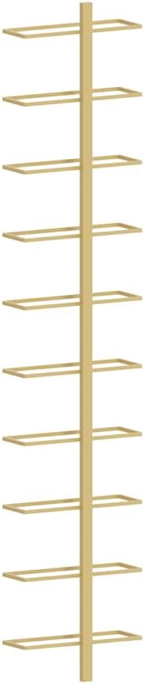 vidaXL Wall-Mounted Wine Rack – Holds 10 Bottles – Gold Metal Bottle Holder – Wine Storage for Modern Kitchens/Pantries/Bars – 47.2" Height