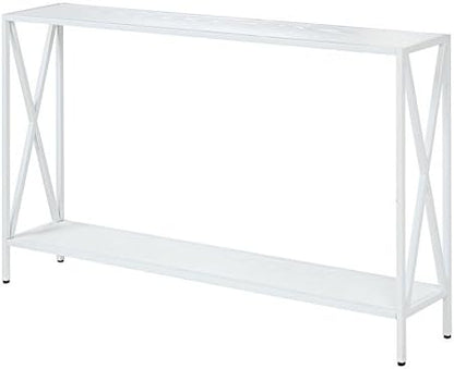Convenience Concepts Tucson Console Table 47.25" - Modern Sofa Table with Storage Shelf, Entryway Hall Table for Living Room, White/White