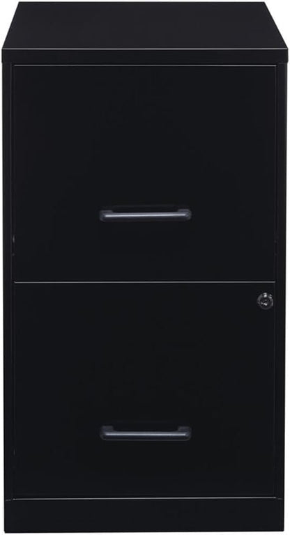 Pemberly Row 2 Drawers 24.5" Vertical Black Metal Filing Cabinet Lockable Pre-Assembled Stationary Letter Size for Home, Office