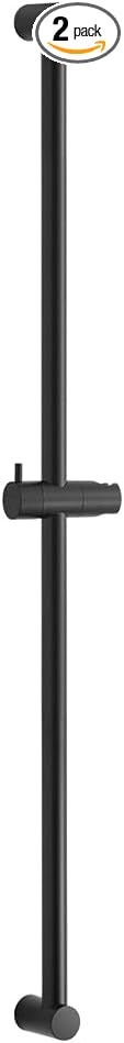 OFFO Shower Slide Bar 33 in Segmental Slide Bar Adjustable Installation Distance 20-32 in with 360° Adjustable Handheld Shower Head Holder for Bathroom, Screw Wall Mounted, Matte Black (Pack of 2)
