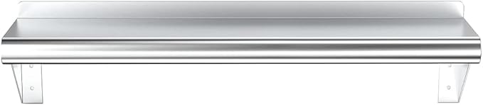NSF Certified 18 Gauge Heavy Duty Stainless Steel Wall Shelf with Brackets for Kitchens, Utility Rooms, Storage, Offices & Home (30"x6")