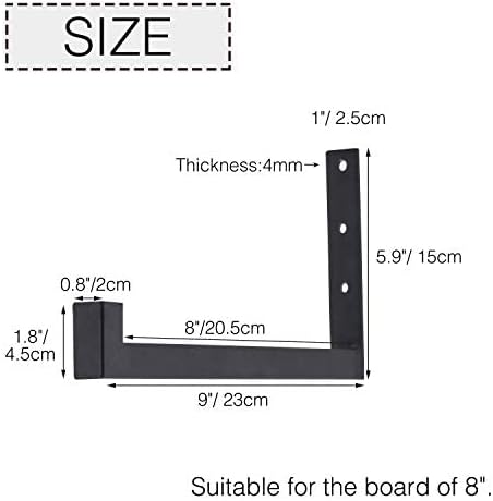 OVOV 6 Pack Heavy Duty Shelf Brackets Wall Mounted Industrial Farmhouse Floating Shelf Brackets with Lip (Black 6")