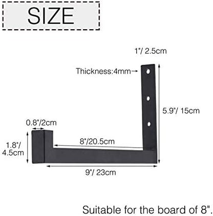 OVOV 6 Pack Heavy Duty Shelf Brackets Wall Mounted Industrial Farmhouse Floating Shelf Brackets with Lip (Black 6")