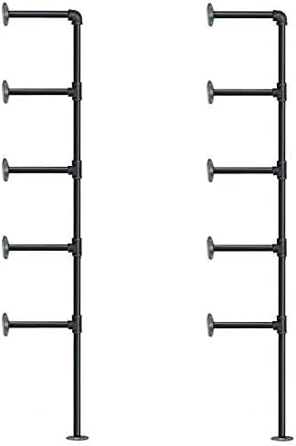 (77"Tall,14"Deep,2pcs) Industrial Retro Wall Mount Iron Pipe Shelf,DIY Open Bookshelf,Hung Bracket,Home Improvement Kitchen Shelves,Tool Utility Shelves, Office Shelves, Pipe Shelving