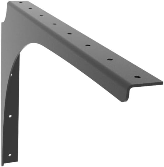 Iron Supports Universal Heavy-Duty Commercial Bracket - Industrial Support Brackets - Steel Mounting Bracket for Shelves, Vanities, Buffets, Desks (Matte Black - 21" Deep x 15" High, Left Hand)