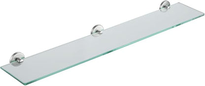 JQK Bathroom Glass Shelf, Tempered Glass Shower Storage 30 by 5 inches, 304 Stainless Steel Brushed Finish Wall Mount, TGS101L30-BN