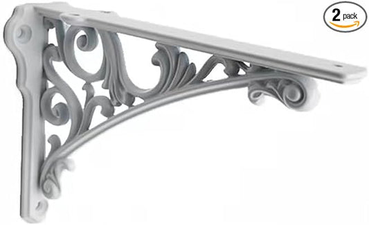 Decorative Shelf Bracket 12 inch White Brackets for Shelving Solid Heavy Duty Vintage DIY Projects Hardware Included 2 Pack