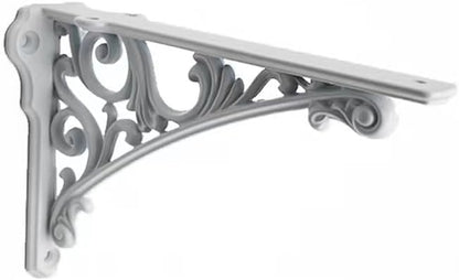 Decorative Shelf Bracket 8 inch, White Brackets for Shelving, Heavy Duty Vintage, DIY Projects, Hardware Included, 4 Pack, 7.87x5.6x1.73 inch,Baroque Style
