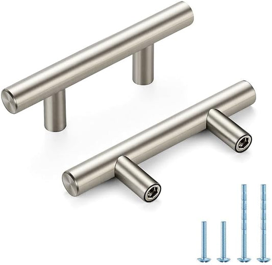 Brushed Nickel Cabinet Handles 2-1/2 Inch Hole Spacing Stainless Steel Drawer Pulls for Cabinets, Dresser, Bathroom 45 Pack