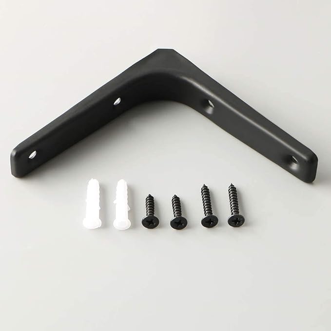 SAYAYO 2 PCS Iron Wall Shelf Bracket, 4 x 4 Inch Heavy Duty Shelf Support Bracket Decorative Joint Angle Bracket, Matte Black