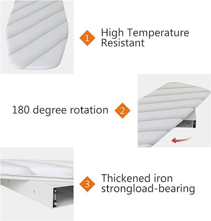 37 Inch Wall-Mounted Ironing Board,180°Swivel Fold Away Ironing Board,Folding Slide-Out Space Saving Iron Board for Home Laundry Room Dorm(Style 6)