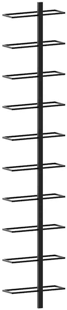 vidaXL Wall-Mounted Black Metal Wine Rack, Modern Stylish Design, Durable and Easy-to-Install, Holds Up to 10 Bottles - Ideal for Wine Lovers