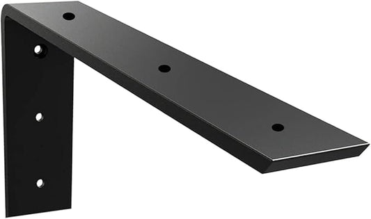 WINKER Countertop Support Bracket 1 Pack Heavy Duty 3/8" Thick Hidden L Shelf Bracket 12" x 6" x 2.5" Metal Corbels for Quartz/Granite/Wood/Concrete/Laminate Countertops, Black