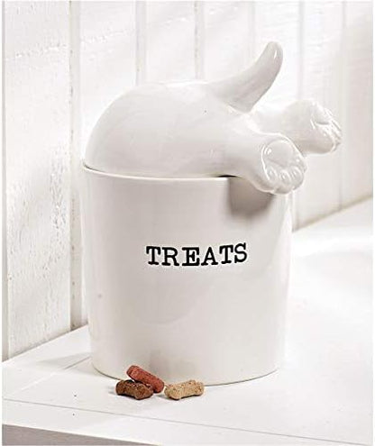 Dog Tail Treat Canister - Ceramic Dog Treat Jar