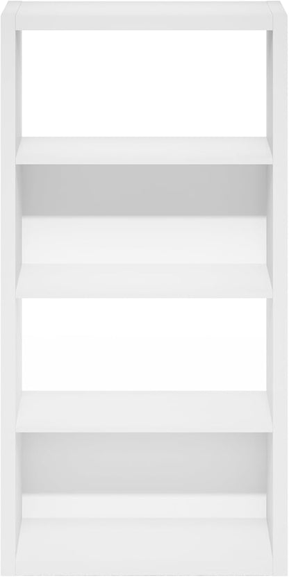 Furinno Viola Book Shelf, 4-Tier Bookshelf, Extra Thick Frame Bookcase with Open Shelf, Open Back Design, 11.3" x 23.2" x 45.4", for Living Room, Bedroom, Home Office, White