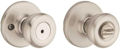 Kwikset Tylo Interior Privacy Door Knob with Lock, Door Handle For Bathroom and Bedroom, Satin Nickel Keyless Turn Lock Doorknob, with Microban Protection