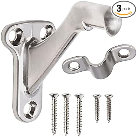 Triumph Hardware,3 Pack,3" Heavy Duty Handrail Bracket Brushed Nickel,Stair Railing Bracket