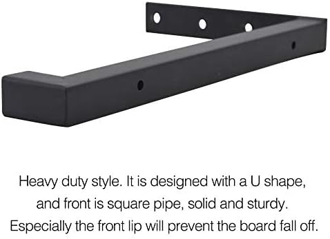 OVOV 6 Pack Heavy Duty Shelf Brackets Wall Mounted Industrial Farmhouse Floating Shelf Brackets with Lip (Black 6")