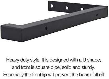 OVOV 6 Pack Heavy Duty Shelf Brackets Wall Mounted Industrial Farmhouse Floating Shelf Brackets with Lip (Black 6")