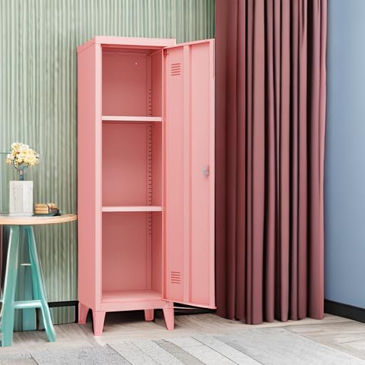 MIOCASA Metal Cabinet Home Office Storage Cabinets with Doors and Shelves Lockable File Cabinet Organizer Coat Lockers for Kids