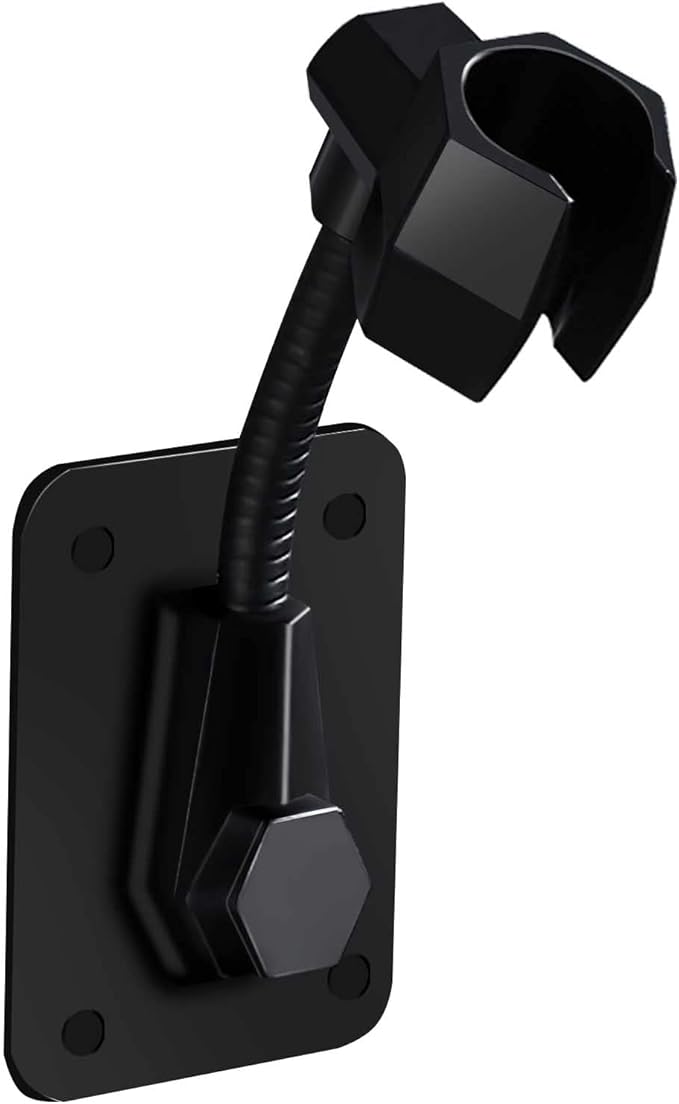Shower Head Holder Strong Adhesive 360 Degree Rotatable Adjustable Handheld Shower Wand Holder Wall Mount Bracket for Bathroom (Black)