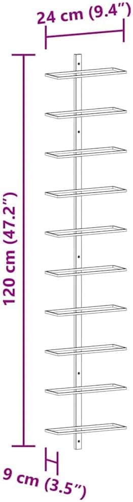 vidaXL Modern Wall-Mounted Metal Wine Rack - Storage for 10 Bottles - Easy Installation - Ideal for Kitchen, Bar or Pantry - White