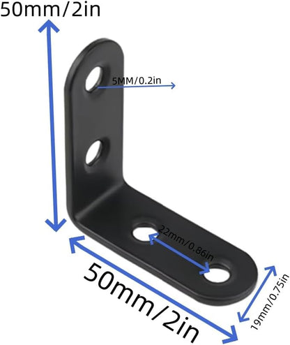 10PCS L Bracket & Corner Brace, 2 Inch Stainless Steel, Black, with 40 Screws