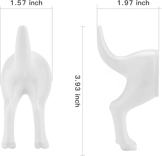 Dog Tail Wall Hooks,5 Pack Plastic Wall-Mounted Coat Hooks,Modern Decorative Hat Hanger Hooks,Cute Butt Hook Holder for Hanging Towels,Bags,Key,Purse,Dog Leash(White)