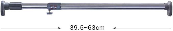 BAOYOUNI Adjustable Shower Curtain Rod Closet Wardrobe Tension Rail Window Curtain Hanging Bar 25.4mm Diameter for Bathroom Kitchen Balcony (Grey, 16-23 Inches)