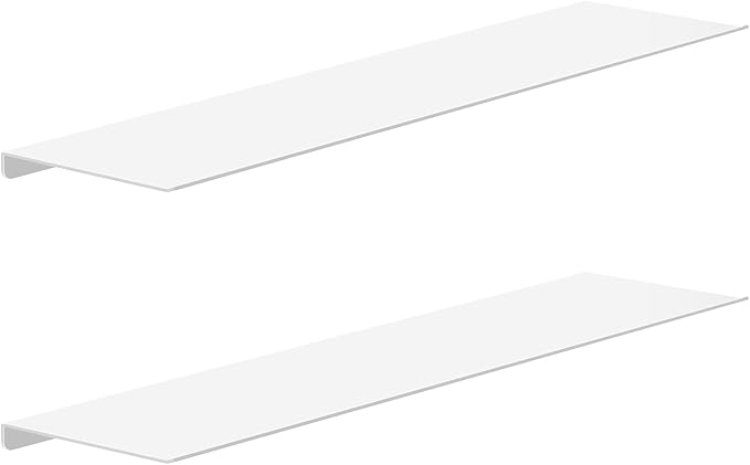 MKO 20" Floating Shelves for Wall, Long Metal Wall Mounted Shelf for Bathroom, Bedroom, Living Room, Kitchen, Display Hanging Shelves for Books/Storage/Room Decor 2 Packs, White