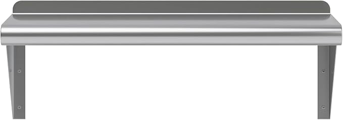 NSF Certified 18 Gauge Heavy Duty Stainless Steel Wall Shelf with Brackets for Kitchens, Utility Rooms, Storage, Offices & Home (24"x10")