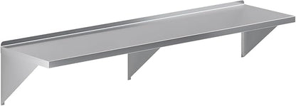 Stainless Steel Wall Shelf | Square Edge Commercial Wall-Mounted Shelf | Heavy Duty Metal Shelving | NSF Certified (18" Deep x 72" Wide)