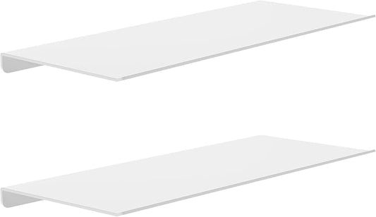 MKO 12" Floating Shelves for Wall, Small Metal Wall Mounted Shelf for Bathroom, Bedroom, Living Room, Kitchen, Little Hanging Shelves for Books/Storage/Room Decor 2 Packs, White
