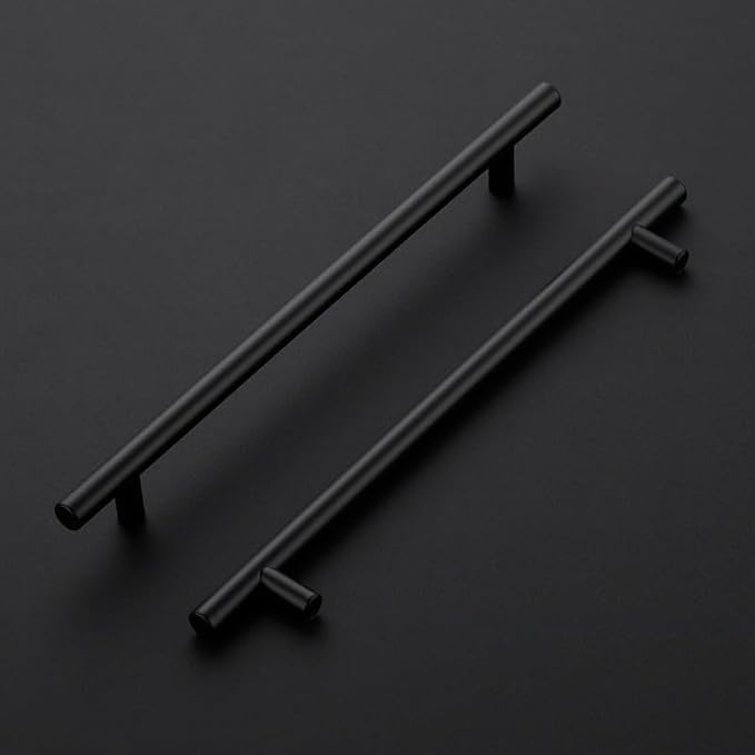 5 Pack 11-3/10 Inch Cabinet Pulls Kitchen Cabinet Handles with 8-3/4 Inch Hole Center Matte Black Cabinet Hardware Stainless Steel Kitchen Drawer Pulls for Cabinets Cupboard, 224mm Hole Centers