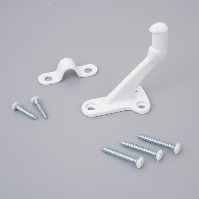 Triumph Hardware,3 Pack,White Glossy handrail Bracket,Handrail Stair Brackets 3"" Heavy Duty Support Hardware Stairways, handrail Brackets for Indoor Stairs with Screws,Stair Railing Bracket