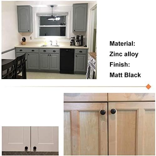 homdiy Black Round Drawer Knobs, 50 Pack Kitchen Cabinet Hardware Knobs, Metal Drawer Pulls Dresser Handles for Bathroom, Closet, Wardrobe