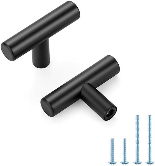 Black Cabinet Handles Single Hole Stainless Steel Drawer Pulls for Cabinets, Dresser, Bathroom 45 Pack